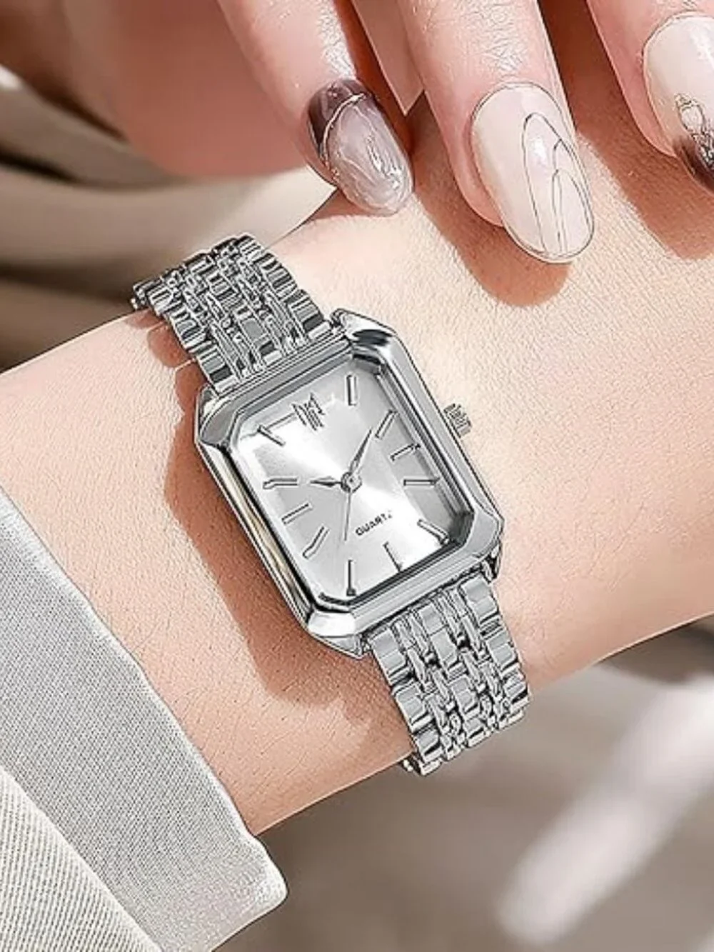 Women’s Square Quartz Watch Steel Strap Casual Fashion Wristwatch